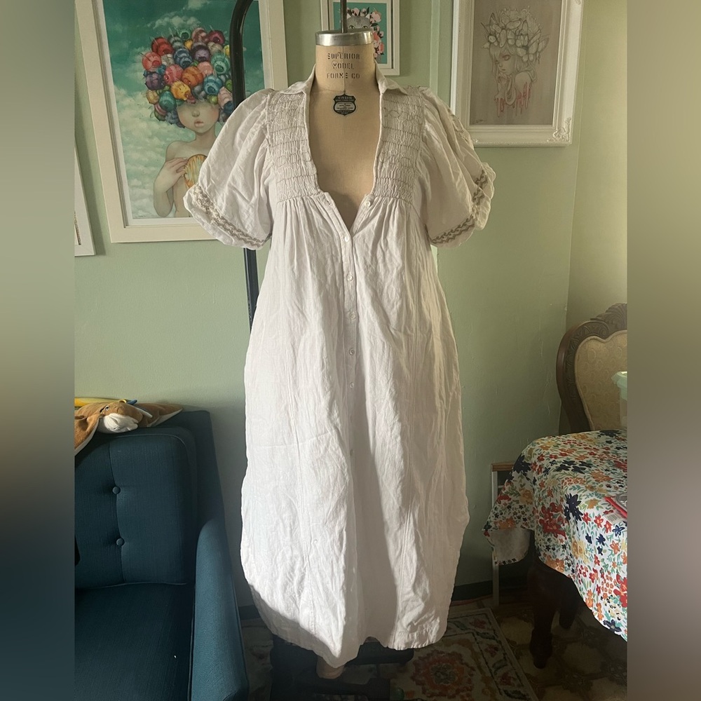 FREE PEOPLE Bohemian White Maxi Dress USED size Large
